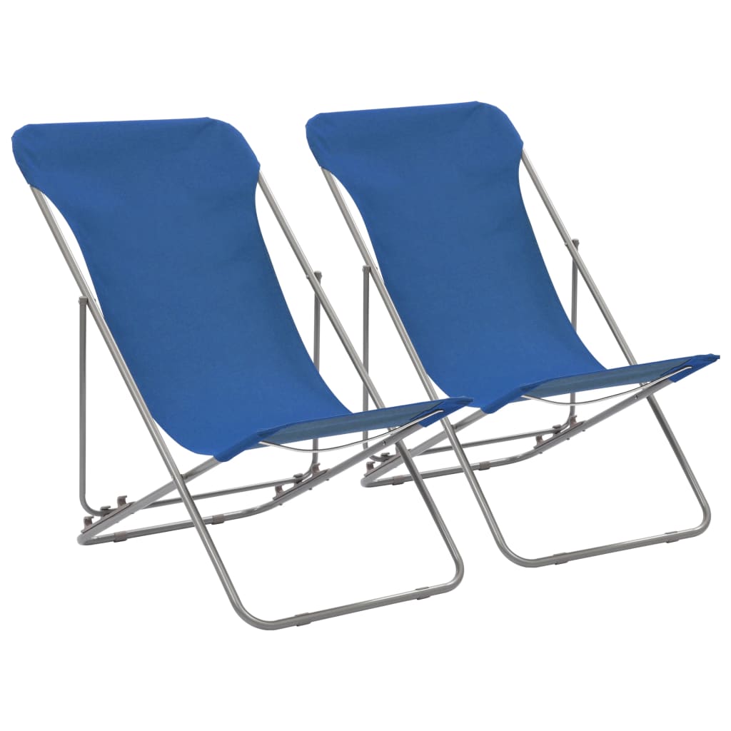 Beach Chairs Folding 2 Pcs Steel And Oxford Fabric