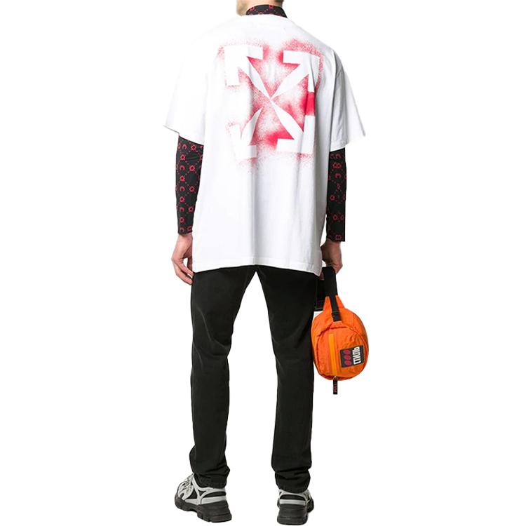 Off-White Stencil Logo T-Shirt White/Red Men Tops OMAA038E20JER0030125