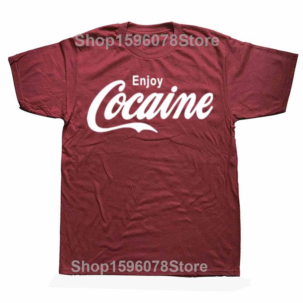 Funny Enjoy Cocaine Graphic T-shirts Men Women's Fashion Casual Oversized Tshirt 100% Cotton Loose Oversized T Shirt