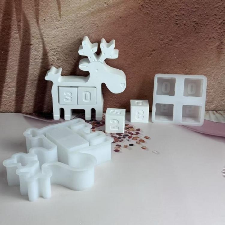 Christmas Silicone Resin Molds Christmas Reindeers Countdowns Calendar Mold Plasters Ornament Mold for Diys Home Decors
