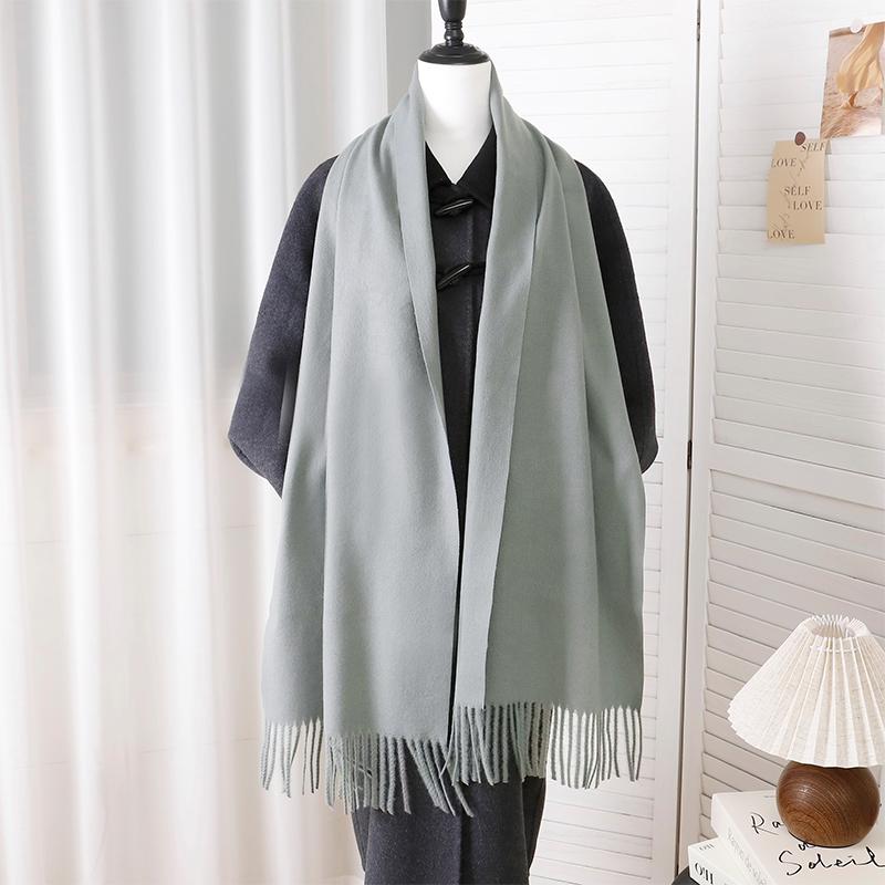 New Designer Luxury Women Warm Scarf Winter Cashmere Shawls Thick Solid Neckerchief Hijab Wraps Tassls Pashmina Foulard
