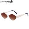 Small Frame Polygonal Sunglasses Women  Luxury Brand Designer Metal Punk Sun Glasses For Men Vintage Rhombus Sunglass Shades