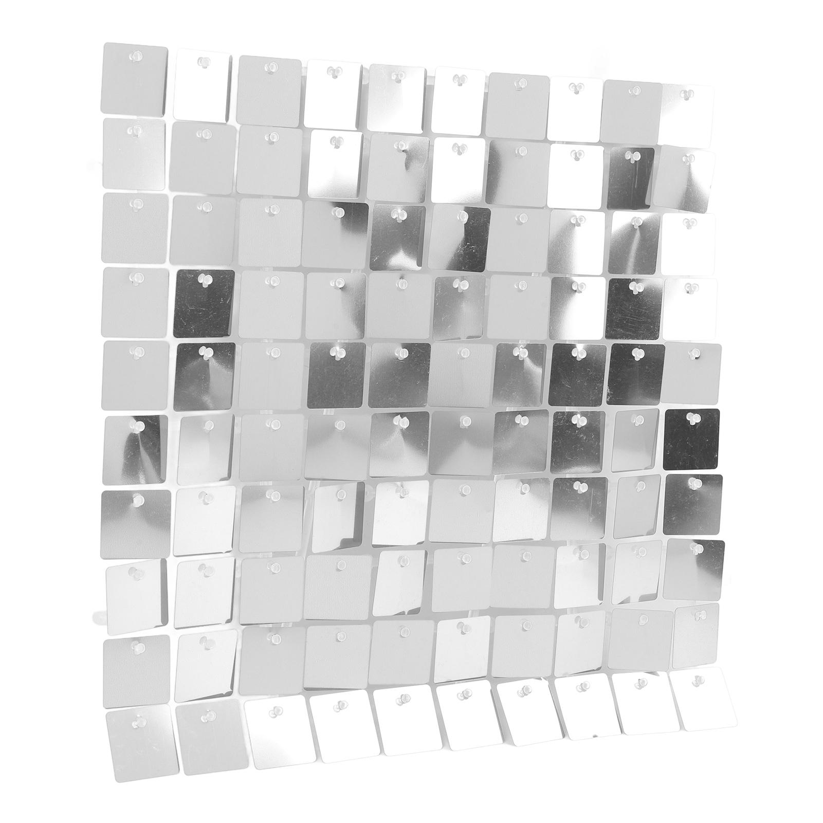 

8PCS Glitter Background Panels Foursquare Sequin Wall Backdrop for Birthday Wedding Party Decoration Silver серебряный