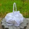 Decorative Pearls Embellished Storage Basket With Golden Edges for Wedding Reception Party Decorations