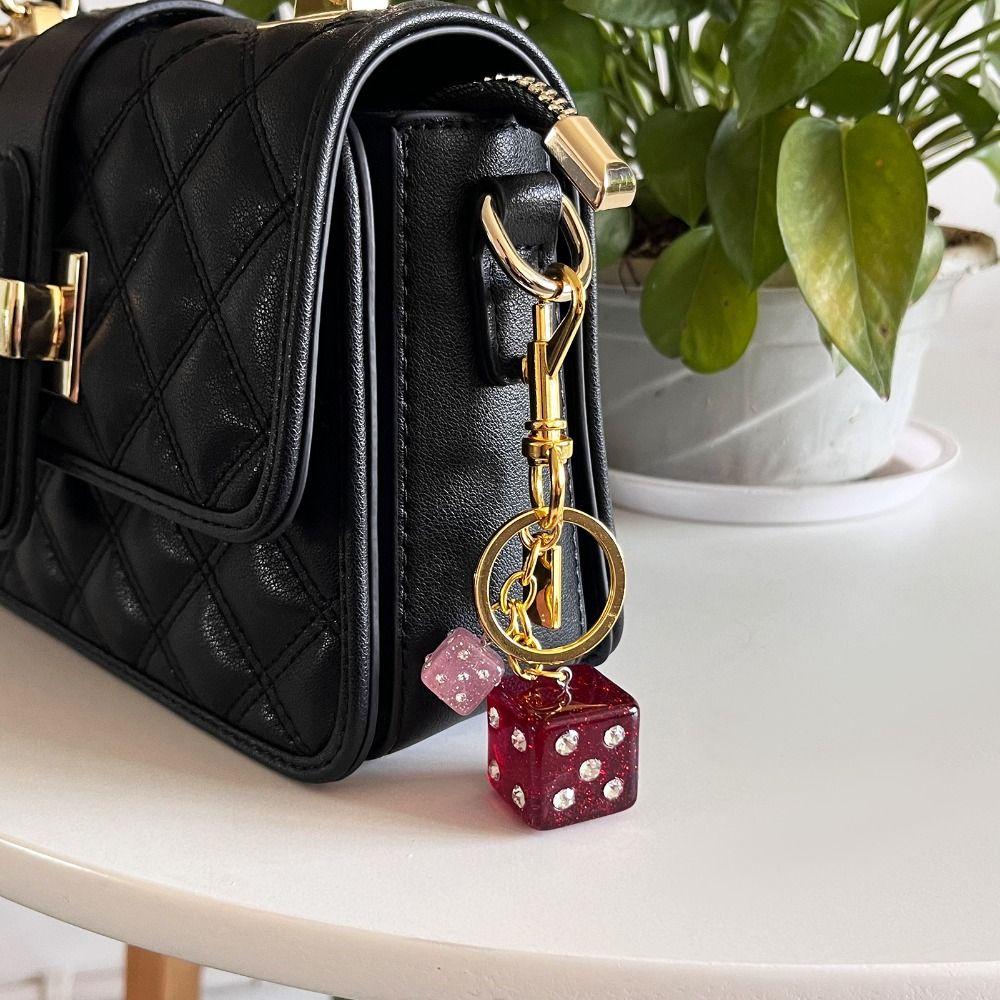 Backpack Hanging Dice String Crystal Keyring Resin Red Dice Pendant  Car Decoration