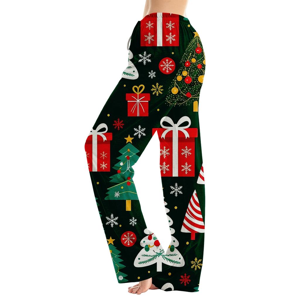 Women's Loose Fit Christmas Print Pajama Pants for Sleep and Casual Home Wear