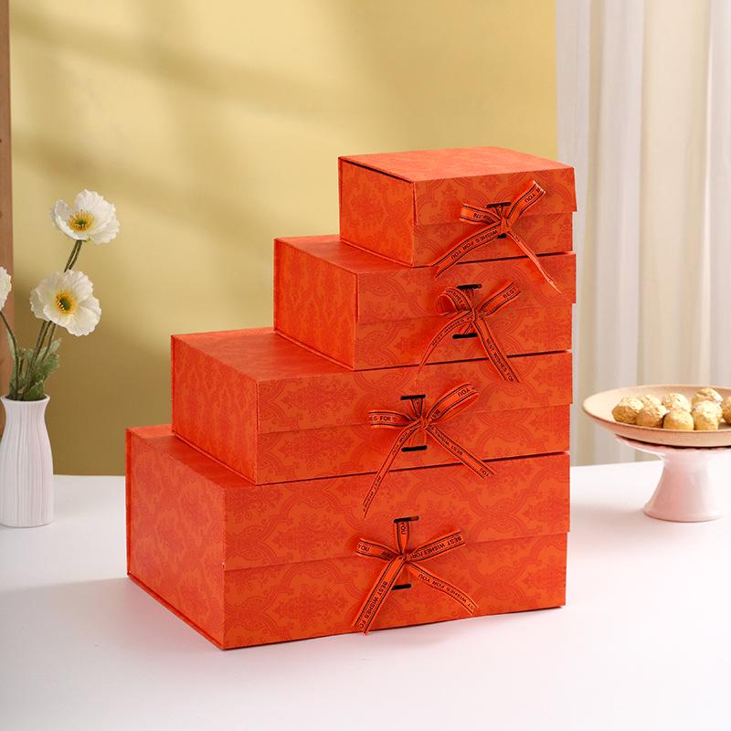 In-Stock Large Red Lid Christmas Gift Box Set with Tote Bag