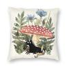 Tiny Unicorn Under Mushroon Pillowcase Polyester Linen Velvet Pattern Zip Decorative Pillow Case Car Cushion Case 18"