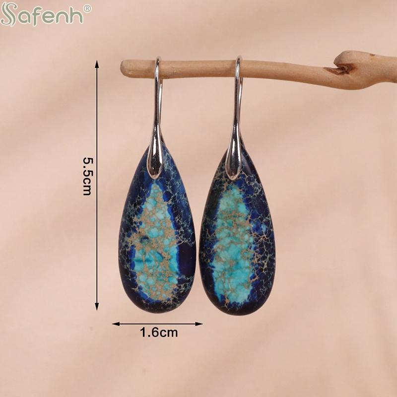 Bohemian Style Geometric Natural Stone Pendant Earrings for Women Elegant Handmade Jewelry Daily Outfits