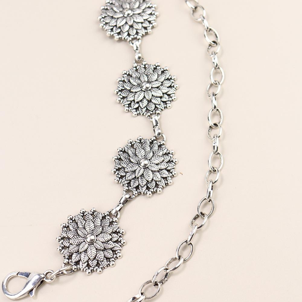 Waist Chain Women'S High Sense Women'S Retro Flower Waist Chain With Skirt Metal Chain Belt