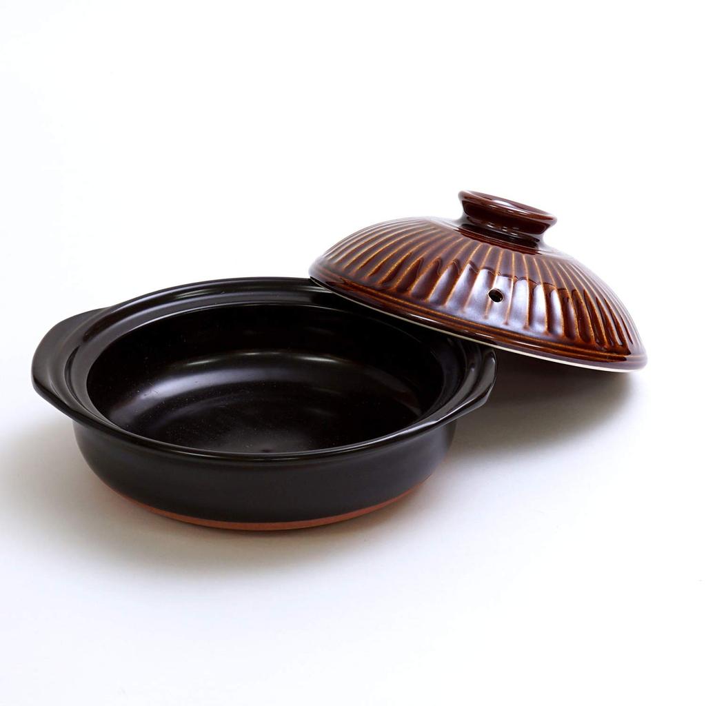 Ginpo Pottery Chrysanthemum Clay Pot, Banko Ware (Size 7 / Amber / Serves 2) "A next-generation clay pot that will beautifully adorn your table" Styli
