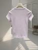 Women's Pink Rhinestone Letter Slim-Fit Round Neck Short Sleeve T-Shirt - Early Spring 2026 Arrival
