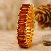 Yellow Gold Plated 925 Sterling Silver Garnet Eternity Band – Baguette Cut Red Stone Wide Statement Ring, Wedding & Anniversary Jewelry for Women