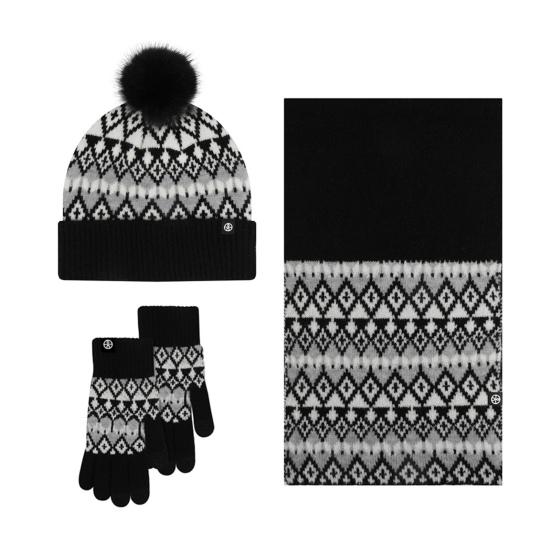Women Winter Hat Scarf Gloves Set Pom Pom Warm Hat Long Knit Scarf Touchscreen Gloves Set Thick Warm 3 in 1 Set