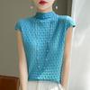 Women T-shirt Tank Summer Knitted T-shirt Short Sleeve Tees Basic Tees Knit Top Pullover Turtleneck Female