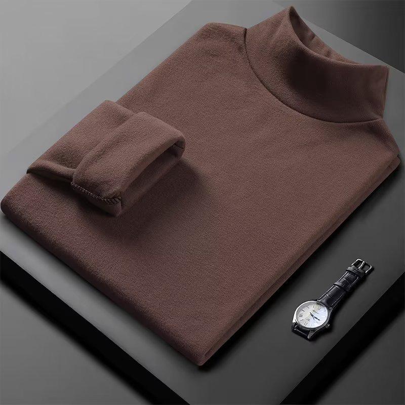 

Мужская водолазка с высоким воротом из немецкого бархата, двухсторонняя, с длинными рукавами, облегающая, на осень/зиму M кофейный