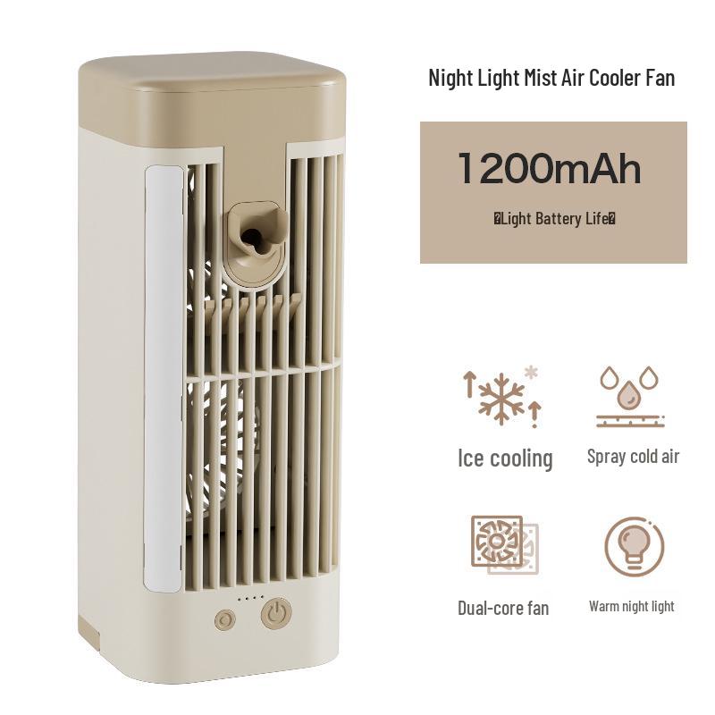 USB Night Light Mini Air Cooler Fan for Dormitory With Water Cooling and Spray Function