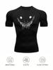 Mens Black Compression Short Sleeve T-Shirt Dripping Smile Face Graphic Quick Dry Breathable High Elasticity Gym And MMA Athletic Top