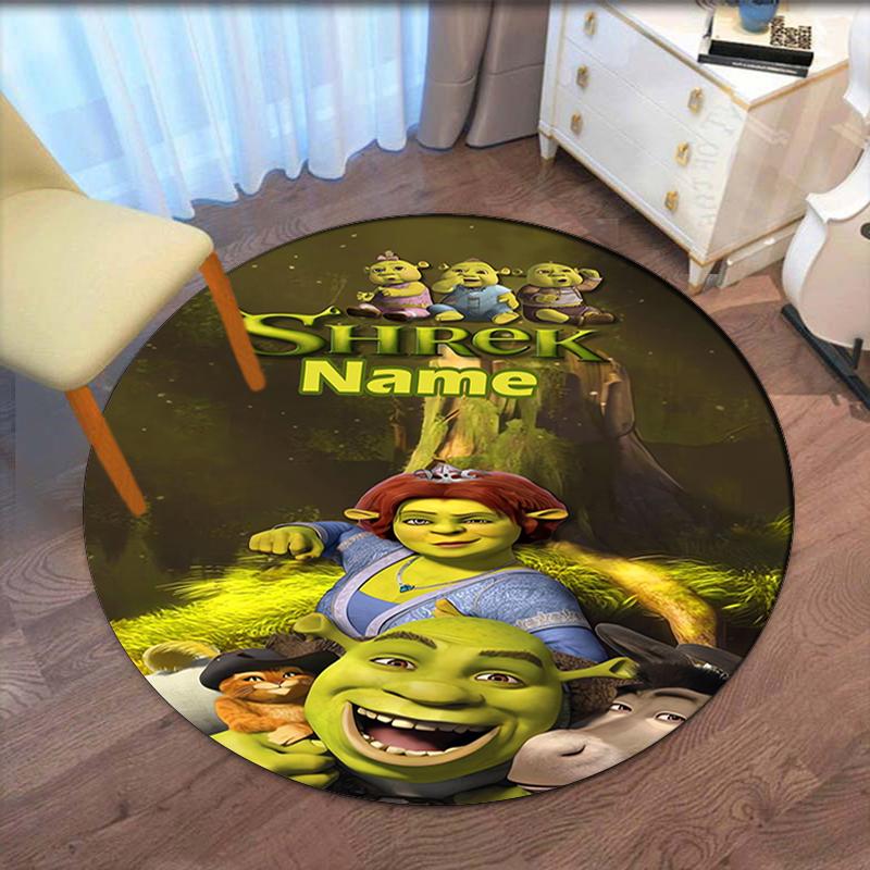 Benutzerdefinierter Name Shrek Aufdruck Runder Teppich Teppich Stuhlteppich Bereichsteppich Eingang Fußmatten, für Bürostuhl Wohnzimmer Schlafzimmer Küche.