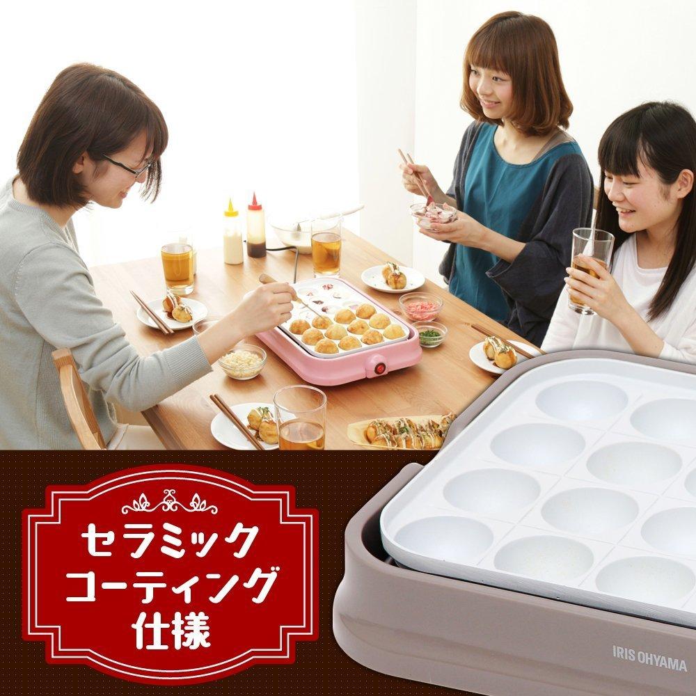 IRIS OHYAMA Takoyaki Maker 2WAY Platte 24 Löcher Flach Keramikbeschichtung Grau (Takoyaki-Teller) PHP-C24W-H