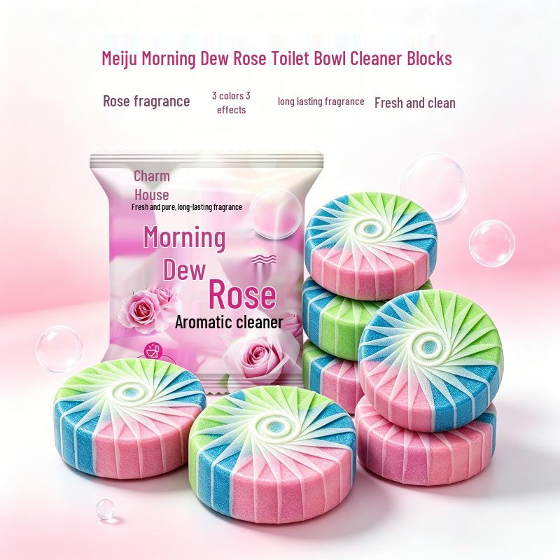 Blocchi Detergenti per WC 3 Colori Profumati alla Rosa - Deingiallenti, Deodoranti, Fragranza a Lunga Durata, Detergente Blu a Bolle