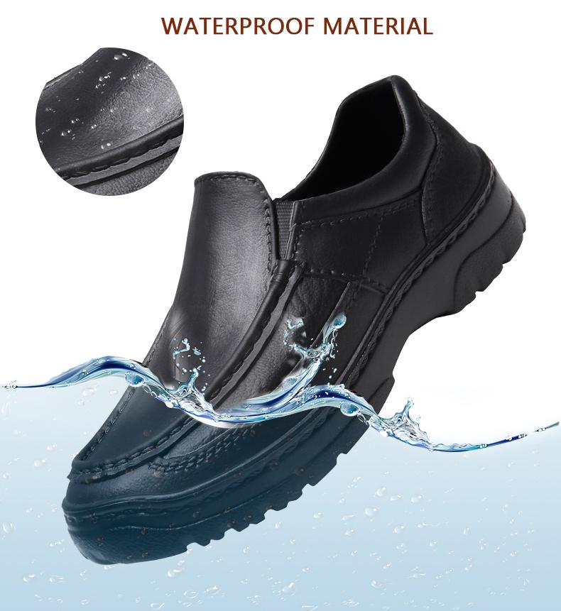 Herren Neue Mode Kochschuhe Rutschfest Küchenarbeitskleidung Schuhe Wasserdicht Ölfest Schmutzabweisend Leder Sneaker