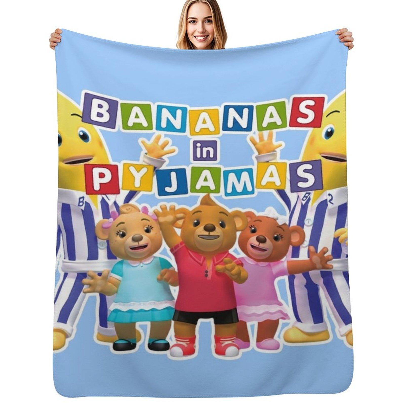 Bananas in Pyjamas team Throw Blanket Cozy Home Blanket Gift for Christmas Holiday Size: 75*100cm, Weight: 230 GSM