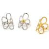 High-End Stainless Steel Mixed Gold & Silver Hollow Flower Ring for Women