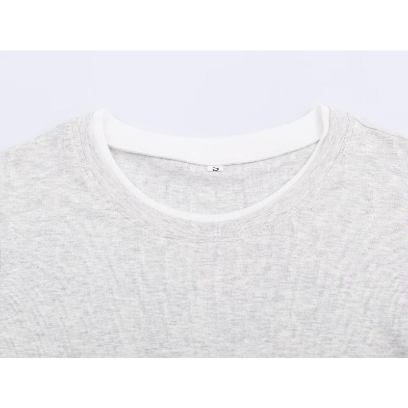 European & American Style Double-Layer Color Block Long-Sleeve T-shirt - Autumn/Winter 2025