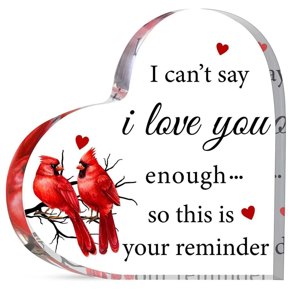 Heart Shape Acrylic Plaque Valentine's Day Gift Love Quote Keepsake for Wife Husband Couples Romantic Home Ornament