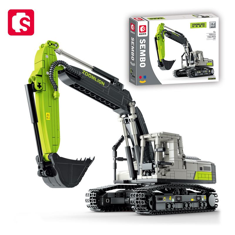 Non-Toxic Sembo City Construction Engineering Vehicle Excavators Crane Bulldozers Concrete Mixer Truck Building Blocks Car Bricks Kid Toys