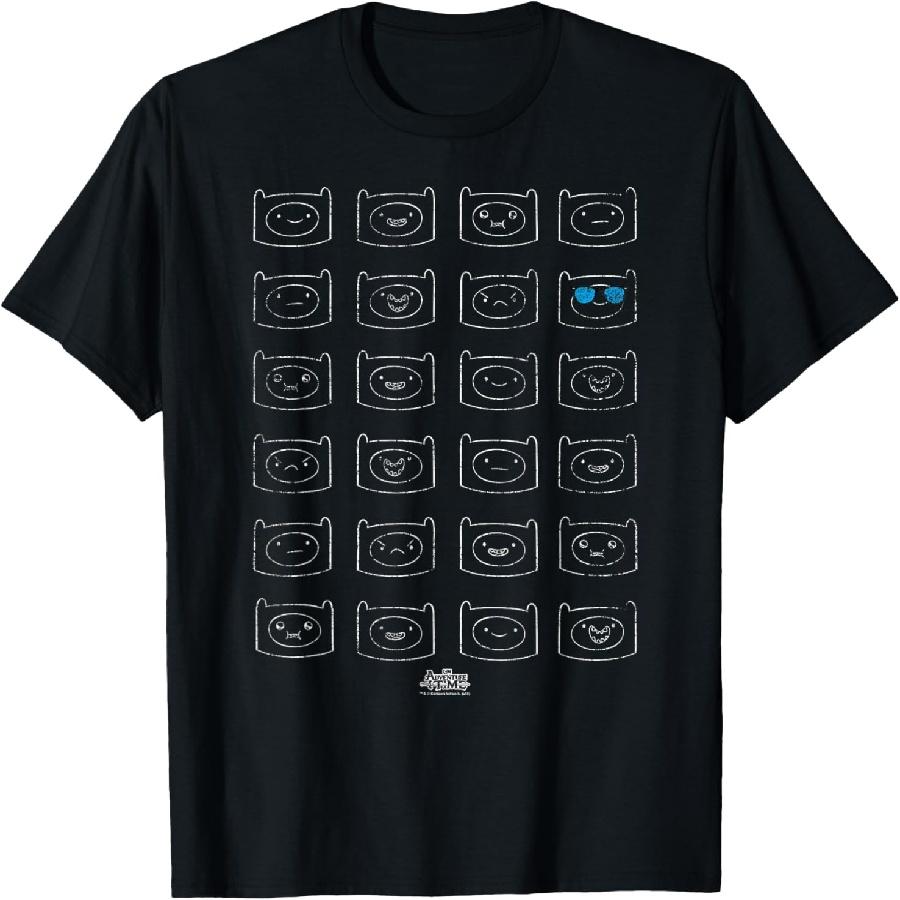 Adventure Time Finn Faces T-Shirt XXXXXL чёрный