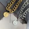 Retro Portrait Exaggerated Double-layer Personality Short Collarbone Thick Chain Necklace