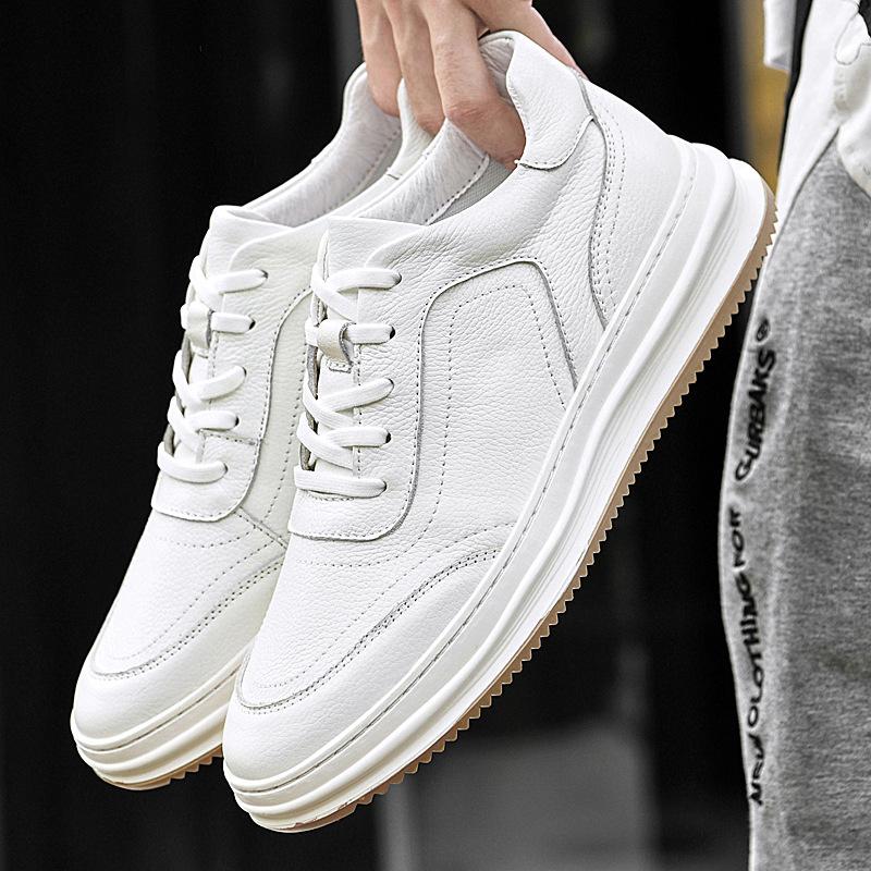 Men's shoes casual leather shoes men's breathable trend soft sole tooling shoes British style sports shoes casual board shoes men