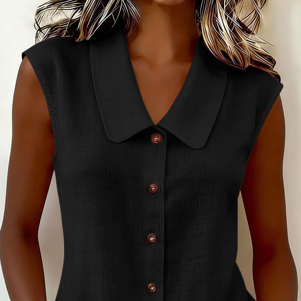 Women Elegant Commuter Sleeveless Button Cardigan Top, Fashion Blouse for Summer