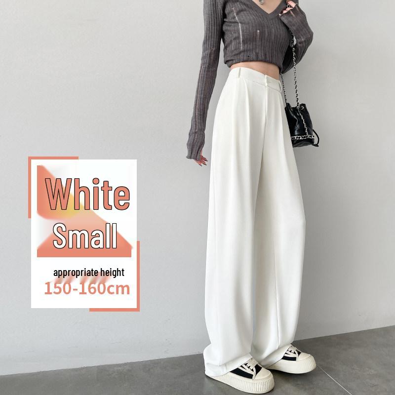 Women's High-Waisted White Wide-Leg Pants 2025 - Drapey Casual Slim Fit for Spring & Autumn