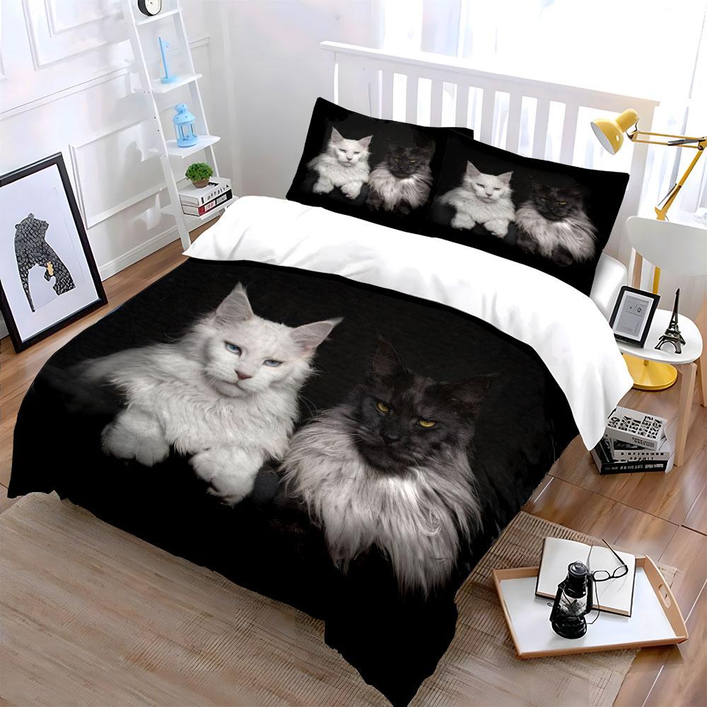 "Elegant Cat-Themed Home Decor Set" Multiple sizes kid's and adults' bedroom Exquisite 3PC bedding set gift