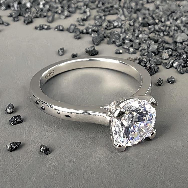 Factory GRA Fine Jewelry Classic 925 Silver Solitaire VVS Moissanite Ring for Women Present Daily Wear Passes Diamond Tester