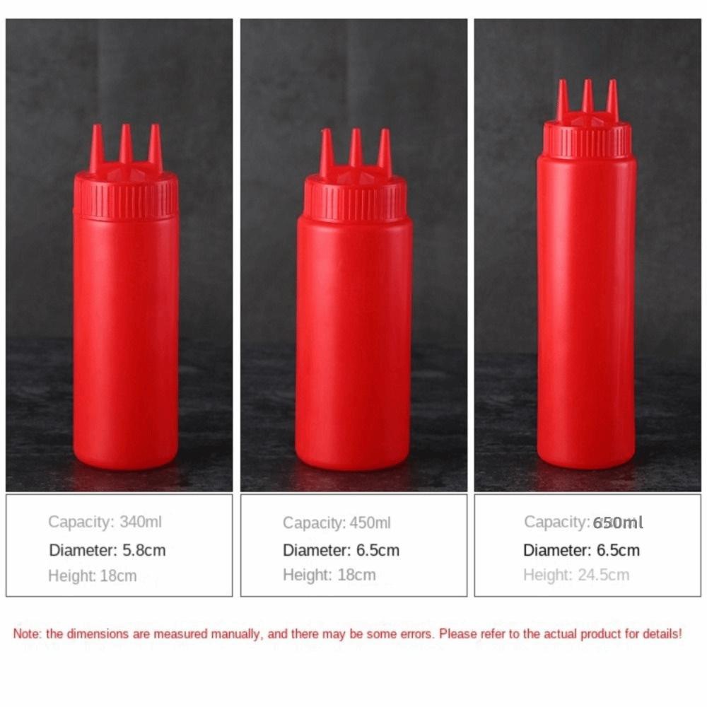 Kunststoff Auspressbare Saucenflasche Neuer Auspressbarer Messbecher Marmeladenbehälter Salat 3 Düsen Soßenkännchen