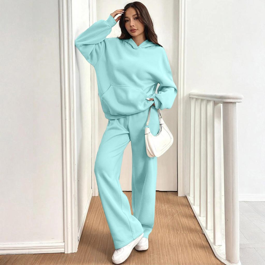 Women's Casual Warm Hooded Sweatshirt And Sweatpants /Winter Sports Set