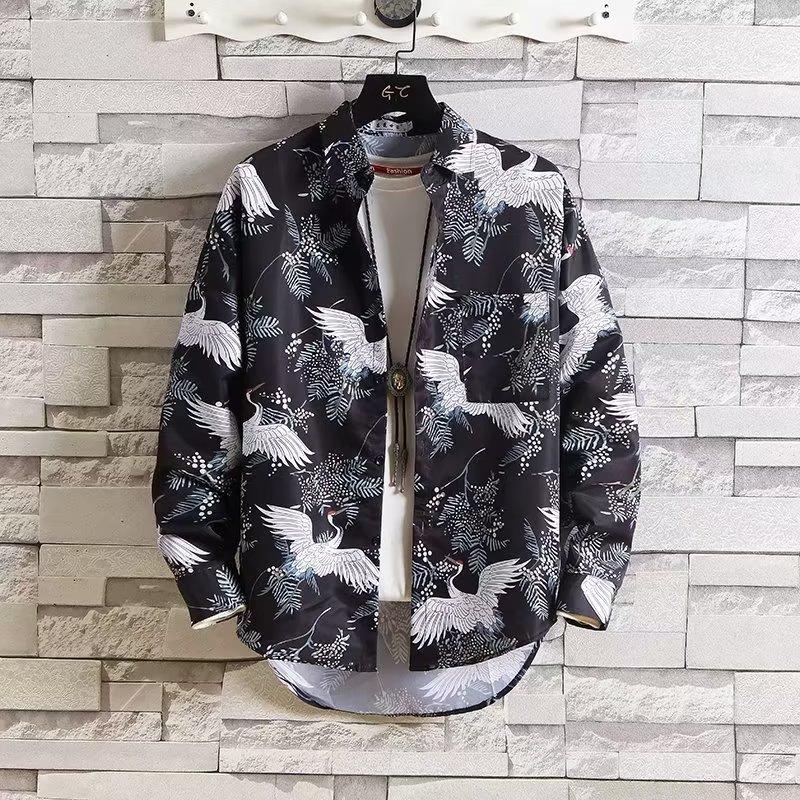 

Летняя мужская рубашка с длинными рукавами и цветочным принтом, пляжная рубашка в стиле ретро для мужчин и женщин, повседневная рубашка с воротником, топ для пары, свободный крой