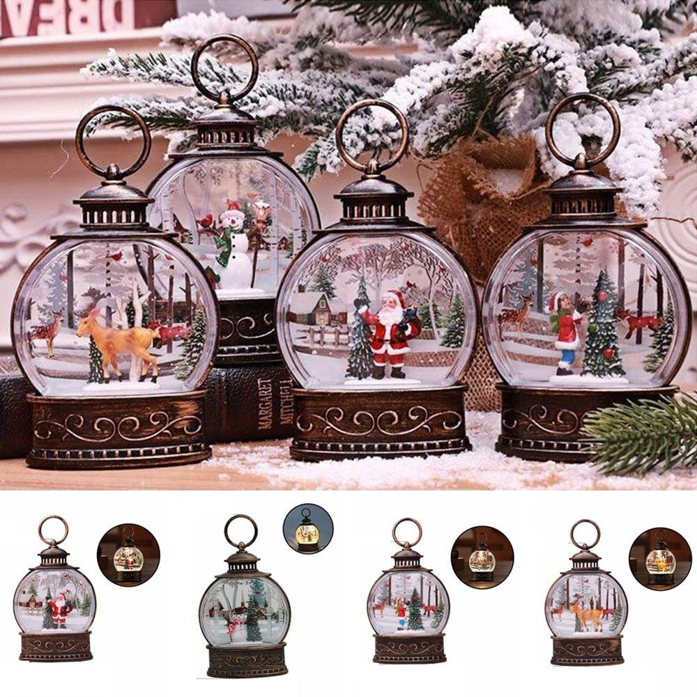 

Плоский круглый рождественский снежный шар фонарь Санта-Клаус Снеговик Мальчик Рождественский фонарь Камины