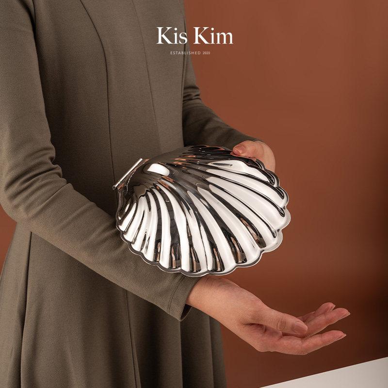 Large Size Stainless Steel Shell Plate with Cover Flip Metal Box Food Dish Fruits Snacks Dessert Box Jewelry Storage