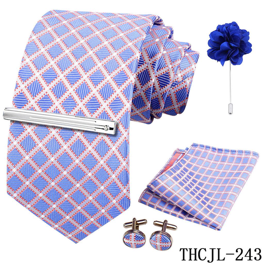 Men'S Business Dress Tie 5-Piece Groom Best Man Dress Accessories Gaowei Dense Jacquard Tie Worker