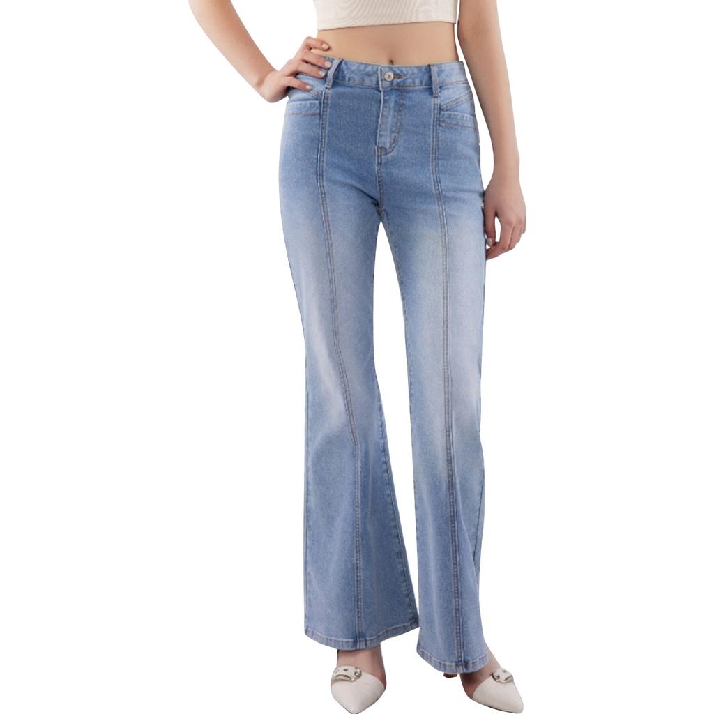Dámské evropské a americké stylové a všestranné džíny s vysokým pasem a širokými nohavicemi
