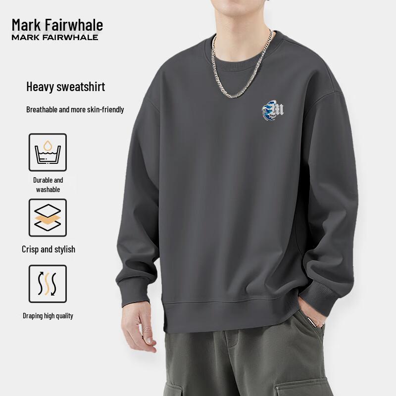 Mark Fairwhale Herr 300G Tungvikt PMK Val med Karta Tryck Rundhalsad Sweatshirt