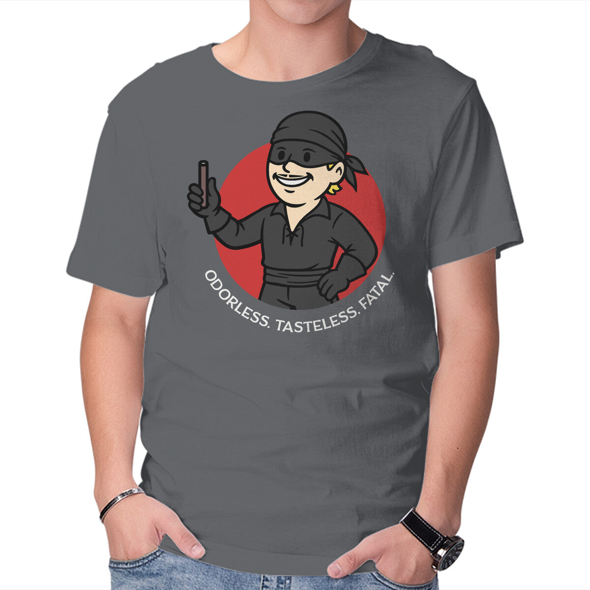 Unisex Crew Neck T-Shirt Tasteless And Fatal Graphic Short Sleeve Casual Tee L