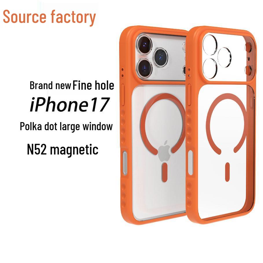 Orange Polka Dot Magnetic iPhone17 Pro Max Anti-Slip Case - Full Coverage