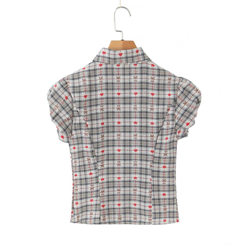 2026 Spring Women's Retro Puff Sleeve Waist-Cinched Shirt