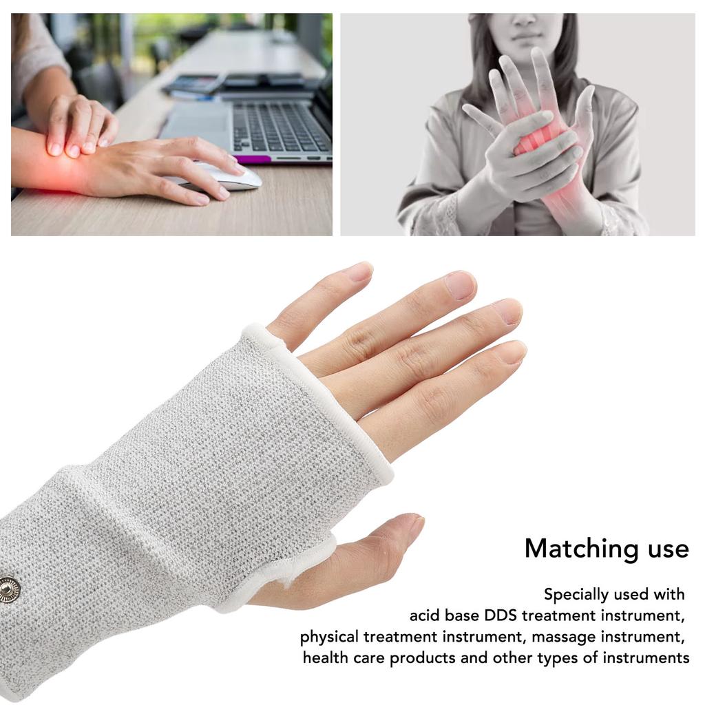 1 Pair Electrode Massage Wrist Guard Silver Fiber Breathable Conductive Electrode Massage Wristband for Treatment